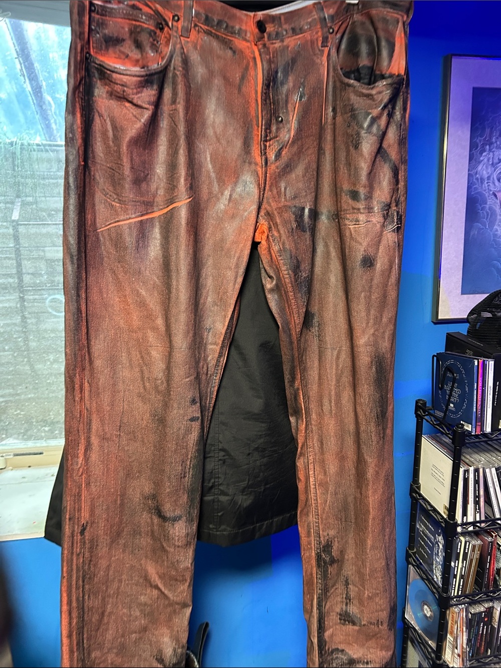 PRPS Men's Distressed Rust Brown Leather Pants